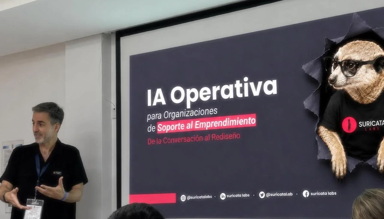 Julian Martínez facilitating the Operational AI workshop for entrepreneur support organizations at the 15th PRODEM